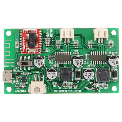DC 5V/3.7V Lithium Battery Dual Channel 2x6W Micro USB Port Bluetooth Amplifier Board for Electronics Projects