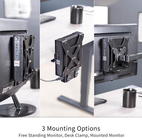 VIVO VESA Mount for Dell OptiPlex Micro CPU, Concealed Monitor Arm Holder with Desk Clamp Option, Black, Mount-DLMM1