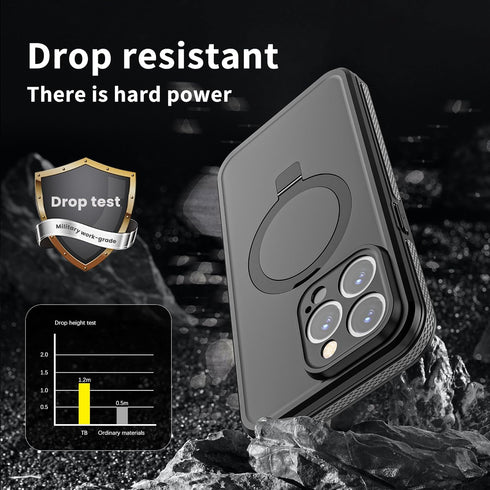 Guppy Waterproof Case for iPhone 15 Pro Max, IP68 Dustproof with Magnetic Stand, Built-in Screen Protector, 6.7