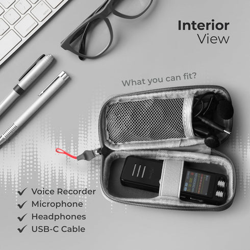 TCTEC 96GB MP3 Digital Voice Recorder Carrying Case, EVA Cover for Digital Voice Recorder, Zipper Case for Player