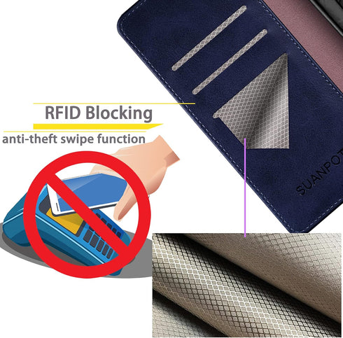 SUANPOT Samsung Galaxy S22 Ultra Wallet Case with RFID Blocking, Flip Folio Book Phone Case, Shockproof Cover for Women