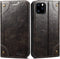 SINIANL iPhone 11 Pro Max Leather Case - Wallet Folio Case with Magnetic Closure and ID Holder, Dark Grey
