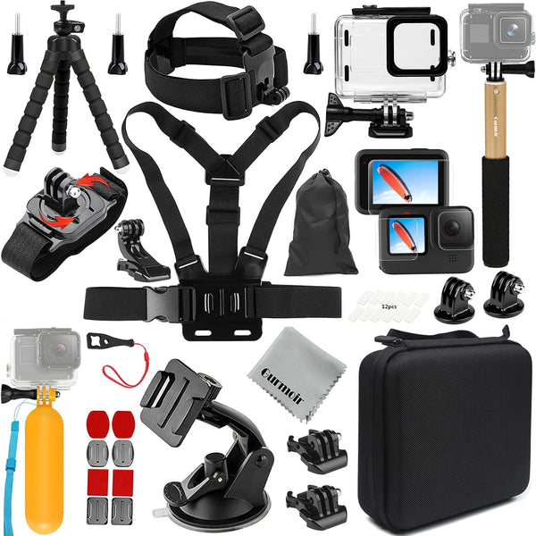 Gurmoir Accessory Pack for GoPro Hero 12 11 10 9, Essential Accessories Kit with Waterproof Case