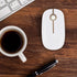 VssoPlor Wireless Mouse, Slim Portable 2.4G Computer Mice with Nano Receiver for Notebook, PC, Laptop (White and Gold)