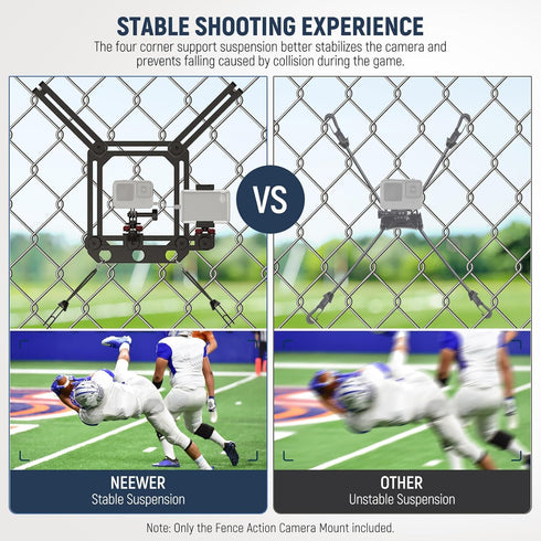 NEEWER Phone Fence Mount with Holder for Game Changer Mounting, Shock Absorbing Compatible with Mevo Start GoPro