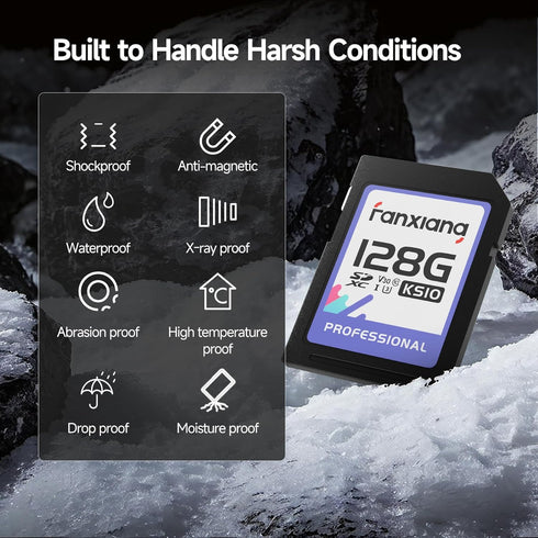 fanxiang 128GB C10, U3, V30, 4K 100/45 (2-Pack) SDXC Memory Card SD Card, UHS-I, Full-HD & Video, Up to MB/s