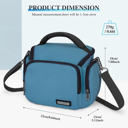 G-raphy Camera Bag for Mirrorless Cameras, Teal Camera Case with Removable Dividers and Straps for DSLR Cameras, Lenses