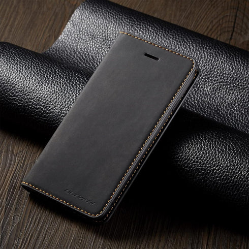 QLTYPRI for iPhone XR Case, Premium PU Leather Cover with Card Holder, Shockproof Flip Wallet Case - Black