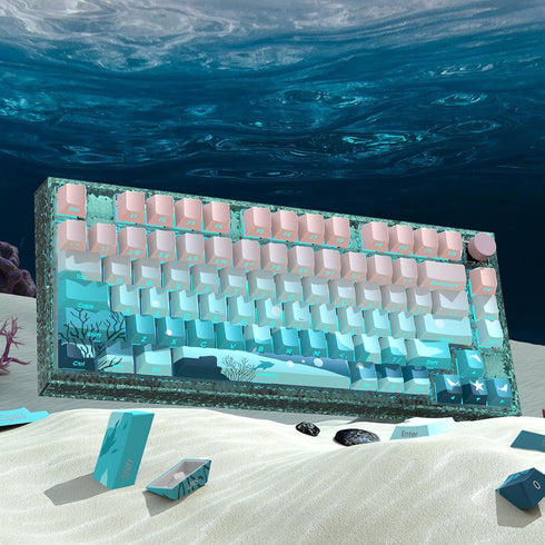 JSJT Side Printed Keycaps - Shine Through PBT Doubleshot Custom Keycap Set, Deep Sea Theme, 126 Keys for Cherry MX