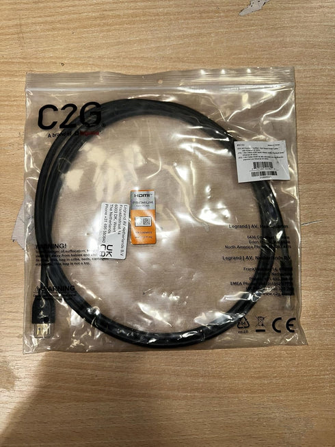 C2G 6ft Premium Certified High Speed HDMI Cable with Ethernet - 4K 60Hz, HDMI (M) to HDMI (M), Shielded, Black