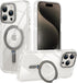 Miracase Designed for iPhone 15 Pro Case - Clear Glitter, Compatible with MagSafe, Magnetic Ring Holder, Shockproof