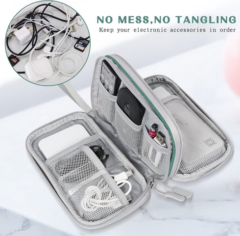 FYY Electronic Organizer, Travel Cable Bag Pouch for Accessories, Portable Waterproof Double Layers All-in-One Storage