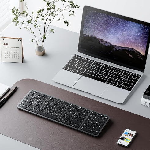 iClever Bluetooth Keyboard, Wireless Keyboard with Numeric Keypad, Multi-Device Rechargeable, Stable Connection,
