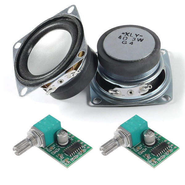 2PCS 2" 4Ohm 3W Full Range Audio Stereo Speaker, 2PCS 3Wx2 DC 5V Class D Amplifier Module