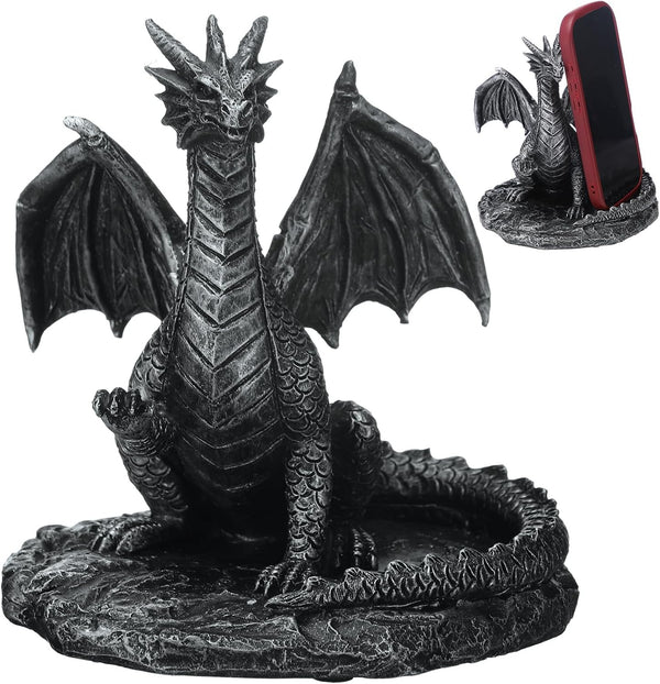 Relaxweex Gothic Dragon Cell Phone Holder Resin Gothic Standing Guardian Dragon Cell Phone