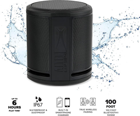 Altec Lansing HydraMicro - Waterproof Bluetooth Speaker, Lightweight & Portable Speaker for Travel & Outdoor Use, Black