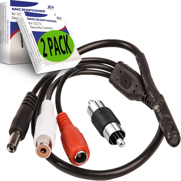 CCTV Microphone: Tiny Outdoor Security Microphone with High Sensitive Preamp for Surveillance, 2Pack