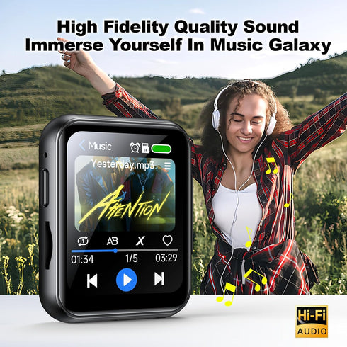 MP3 Player with 128GB TF Card, FHD 720P Digital Camera, Bluetooth 5.4 Lossless Sound Audio Player, 2" Touch Screen,