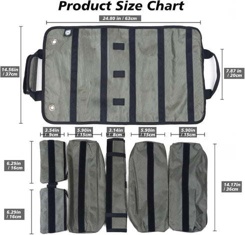 GR-ARB01 (Brown) Versatile Antenna Roll Bag, 1680D Oxford Cloth, Modular Velcro Pockets, Portable Tool Organizer for