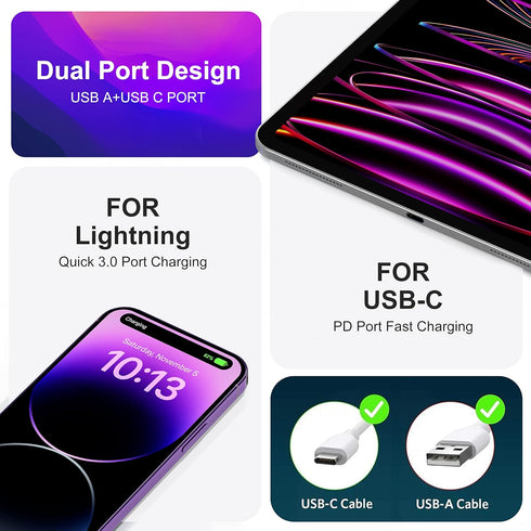 3 Pieces USB C Wall Charger Cube, 20W PD Type C Quick Power Adapter for iPhone 14/14 Pro Max/15/15 Pro Max, Samsung S21