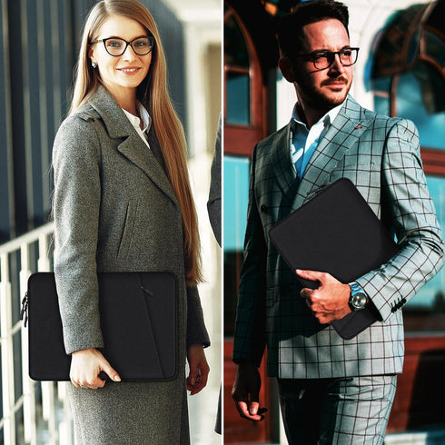 Laptop Sleeve Bag 17 Inch: Black, Shockproof Protective Cover with Accessories Pocket, Water Resistant for Dell, HP,