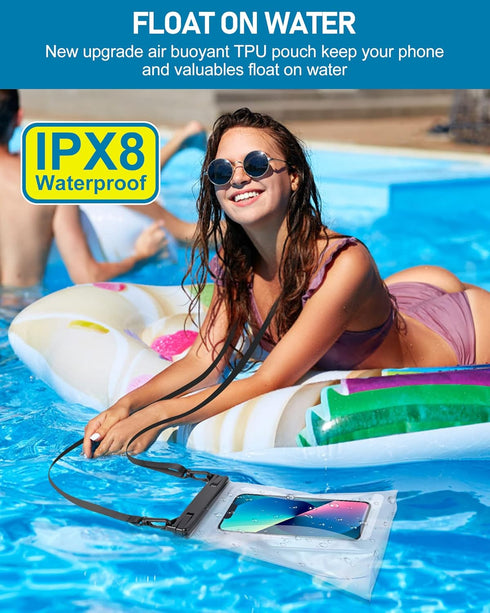 Large Waterproof Phone Pouch, Universal Phone Waterproof Case for iPhone 15 14 13 12 Pro Max Galaxy S22 S21 IPX8 Water