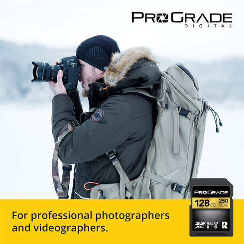 Prograde Digital SD UHS-II 128GB Card V60 - Up to 130MB/s Write, 250MB/s Read Speed for Vloggers, Filmmakers