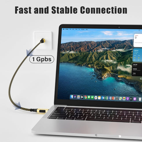 USB C to Ethernet Adapter Cable 50 FT, Upgrade USB-C to RJ45 Cable, Gold-Plated, Nylon Braided for MacBook Pro/Air