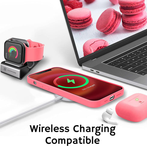IceSword Compatible iPhone 14 Pro Case - Berry (2022), Liquid Silicone, Slim Full Body Protective, Hot Pink