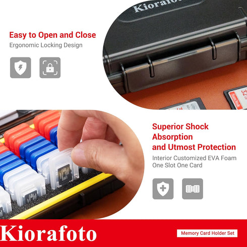 Dual Protect Micro SD Card Case - Water-Resistant Anti-Shock Organizer with 54 PCS Clear Memory Card Holders