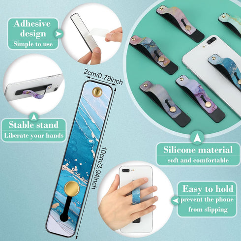6 Pieces Telescopic Phone Strap Grip Holder, Universal Kickstand for Most Smartphones (Bright Marble)