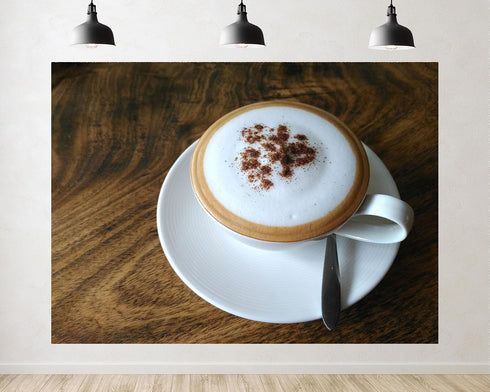 TryKid 10x8ft Cappuccino Coffee Backdrop Creamy Foam Cocoa Dusting Wooden Table Surface Photography
