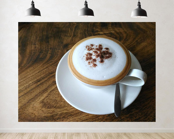 TryKid 10x8ft Cappuccino Coffee Backdrop Creamy Foam Cocoa Dusting Wooden Table Surface Photography