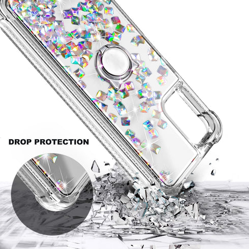 NZND Compatible with Nokia G310 5G Case - Glitter Liquid Floating Waterfall Cute Phone Case with Tempered Glass Screen