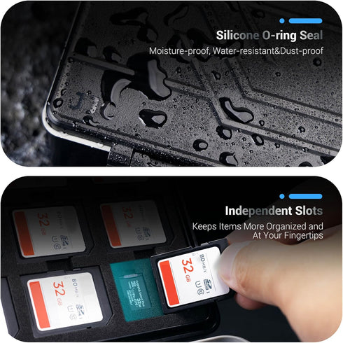 JJC 53 18 8 9 18 Slots USB and SD Card Case for Flash Mini Driver SD and TF Card, USB Drive Case Hard, Shockproof