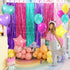 Satankya 2 Pack Cute Dollhouse Birthday Decorations, Dollhouse Party Photo Booth Prop, Purple Pink Teal Fringe Curtains