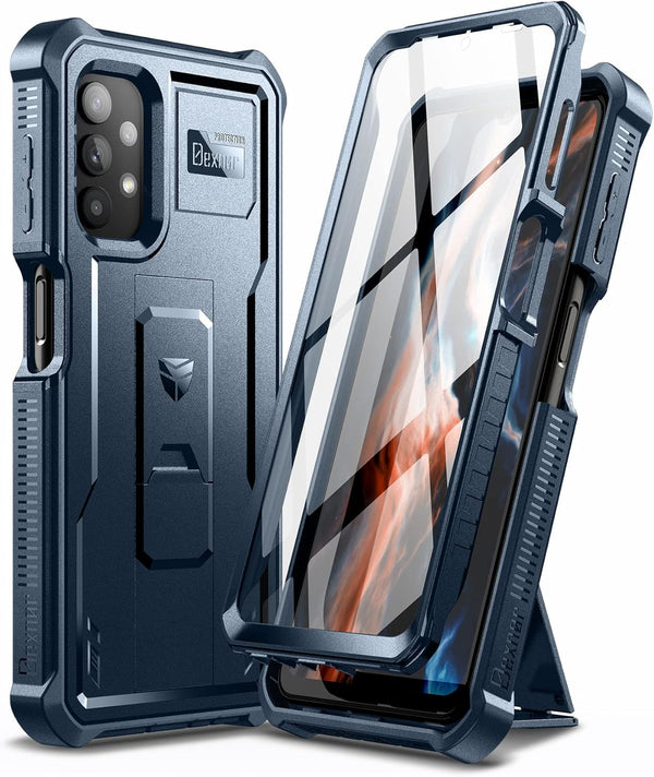 Dexnor Case for Samsung Galaxy A32 5G, Built-in Screen Protector and Kickstand, Heavy Duty - Navy Blue