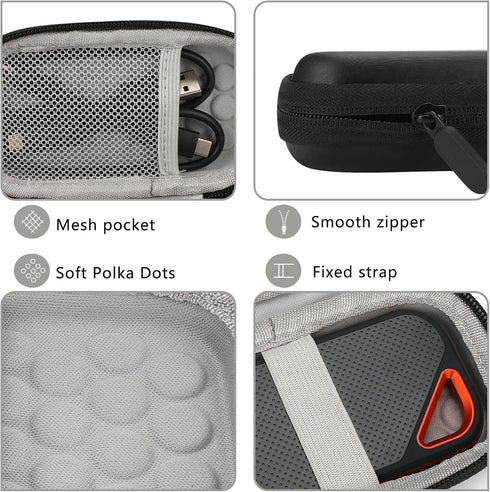 Hard Case for Sandisk Extreme Portable External SSD, Protective Storage Travel Bag for 128GB, 500GB, 1TB, 2TB