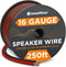 InstallGear 16 Gauge AWG Speaker Wire - True Spec Soft Touch Cable (250ft Red/Black) for Car Speakers, Stereos, Home