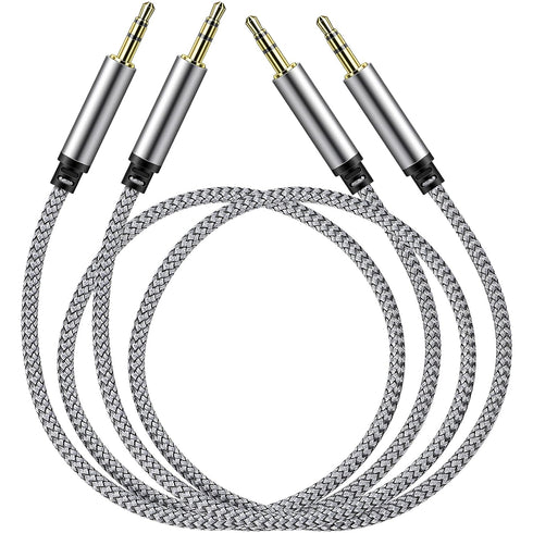 SAISN 3.5mm Audio Aux Cable - 2 Pack 1.5ft Nylon Braided Hi-Fi Stereo