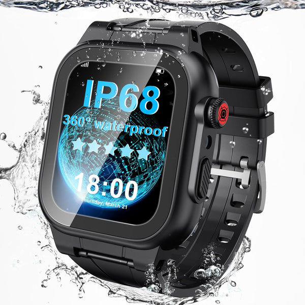 Waterproof Apple Watch Band with Case, IP68 Rugged Bumper for 38mm-45mm iWatch Series