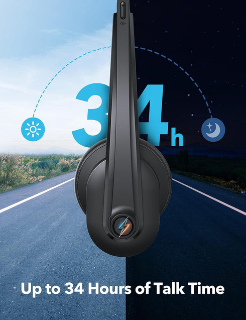Thauker Bluetooth Headset with Microphone, Noise Cancelling Mic, Mute Button, On Ear Headphone Bluetooth 5.0, 34H with
