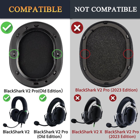 SOULWIT Earpads Replacement for Razer BlackShark V2/BlackShark V2 Pro (Does Not Fit 2023 Model) Gaming Headset, Ear Pads Cushions with High-Density Noise Isolation Foam - BlackShark MF Black