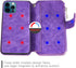 MODOS LOGICOS Detachable Wallet Folio Compatible with iPhone 12 Pro Max, Purple PU Leather Purse with Zipper Cash