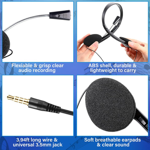 Yunsailing 30 Pack Kids Headphones with Microphone, Lightweight Adjustable Earphones, 3.5 mm Jack