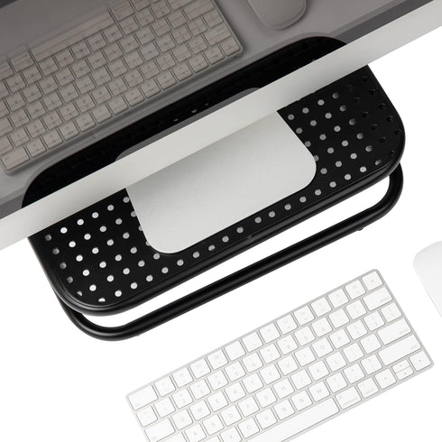 Set 2, 14.25"L 11"W 4.25"H, Mind Reader Monitor Stand, of Ventilated Laptop Riser, Desktop Organizer, Metal, x x Black