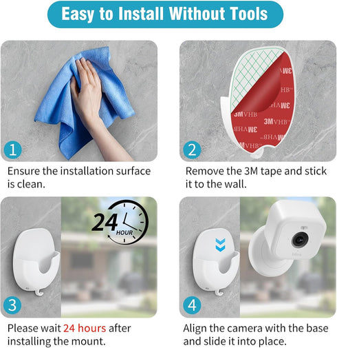 3 Pack 4/Outdoor 2K+/Mini 2/Mini 2K+ Blink Camera No Drill No Screws Wall Mount Bracket for Blink Outdoor Indoor
