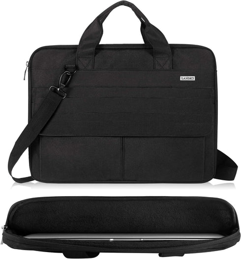 LANDICI 15.6 Inch Laptop Bag Carrying Case, Slim Waterproof Sleeve Cover for MacBook Pro, Black