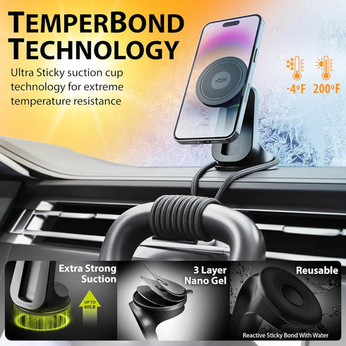 Bracketron MagAlign Magnetic Windshield Dashboard Cell Phone Mount, Compatible with Apple MagSafe and All Phones,
