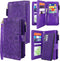 Harryshell Detachable Magnetic Zipper Wallet Case for Samsung Galaxy A32 5G, Purple Flower